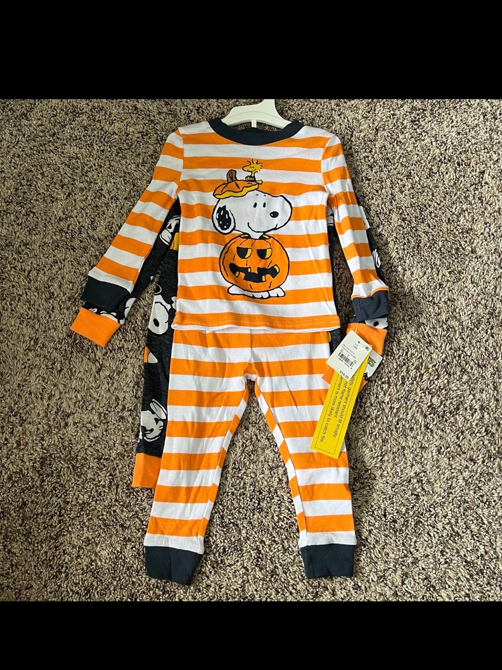 Peanuts Snoopy Pajama Set - Halloween - Orange & Black - Size 18 months